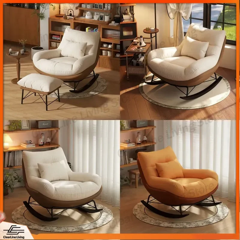 Retro Rocking Chair Adult Recliner for Balcony Home Leisure Living Room Lazy Rocker Designer Single Sofa Chair