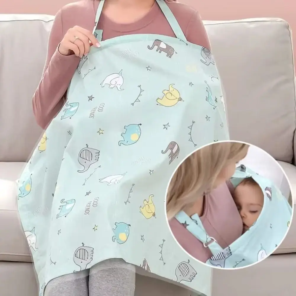 

Portable Multifunction Outdoor Nursing Covers Lightweight Cartoon Feeding Gown Breathable with Mesh Nursing Towel