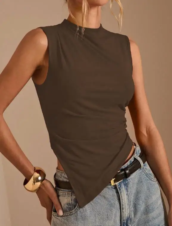 

Irregular Hem Sleeveless Knitted Sexy Vest, Summer New Product, Women's Top, Casual Women's Clothing