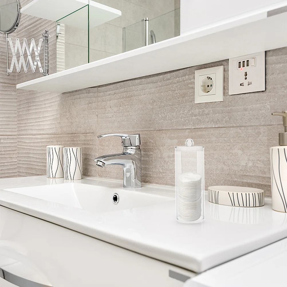 

2Pcs Transparent Round Cotton Pad Holder Makeup Storage Organizer with Lid Plastic Pad Box