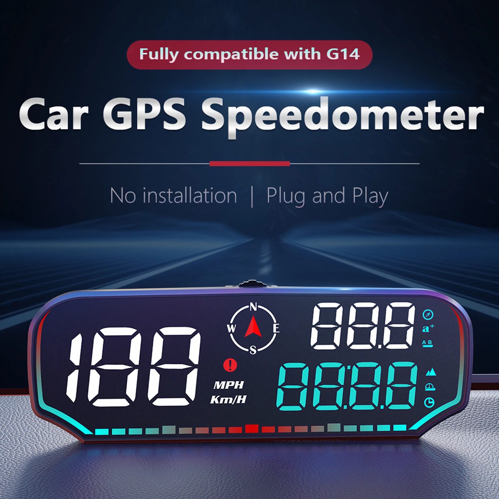 

New 5 Inch LCD Screen GPS Compass Monitor Car HUD Head Up Display Driving Safety Alarm Auto Speedometer Reminder Smart Gauge