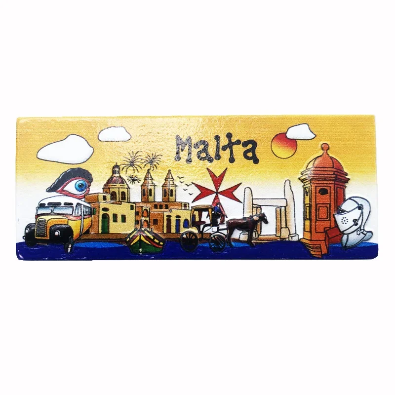 Malta City label refrigerator sticker advanced sense personality tourism landscape 3d stereo magnetic souvenir