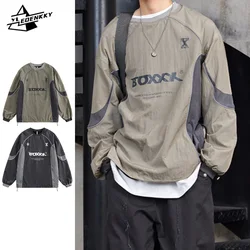 Spring Crewneck Sweatshirt Men Women American Patchwork Baggy Baseball Jumper Outdoor Sports Quick-drying Long-sleeved Tops 2024