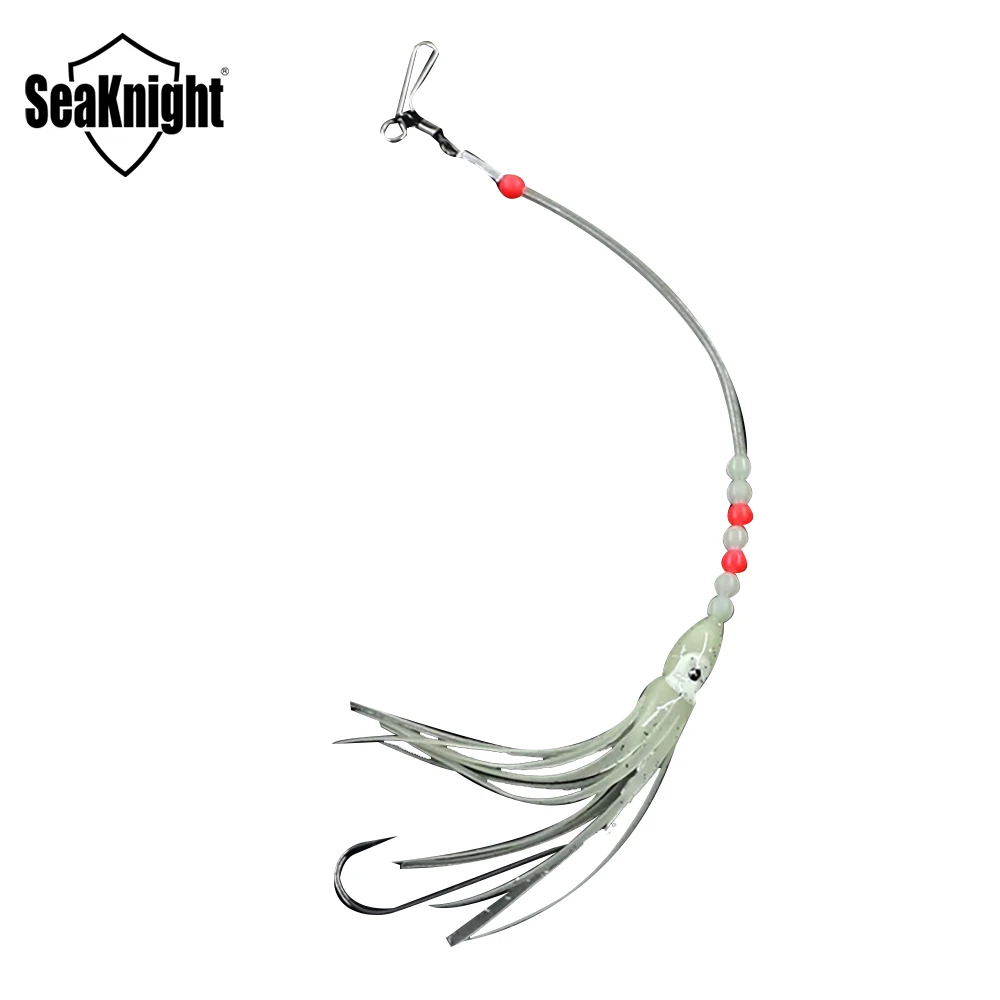 New Seaknight Squid Bait Luminous Bait HOT Hairtail Lure Squid Fish Hook 4P-1Set Sea Fishing Lures Set Boat Fishing Glowing Bait