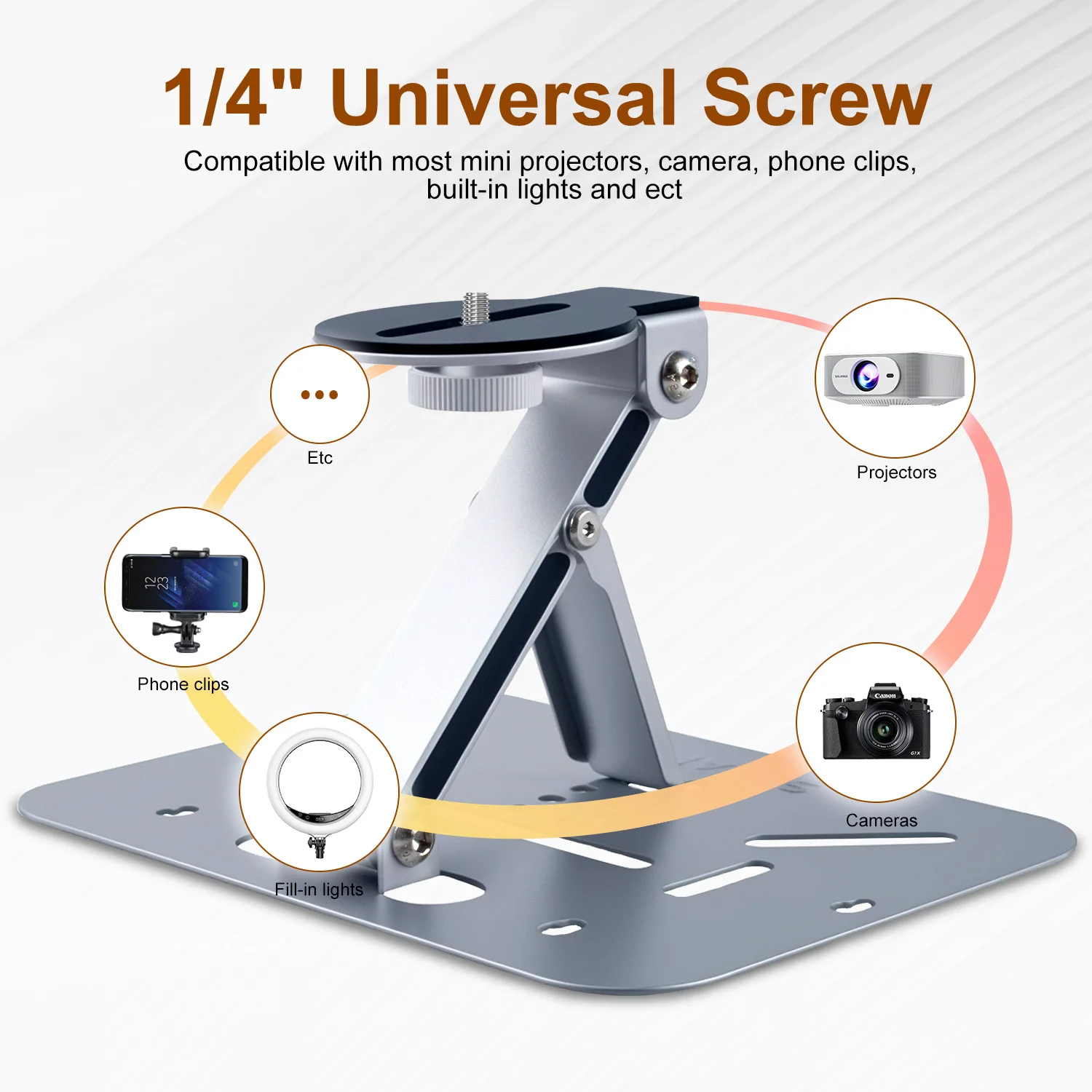 Universal 1/4 Inch Screw Interface Mini Projectors Bracket Desktop Projector Holder Stand Table Mobile Projector Wall Mount Fold