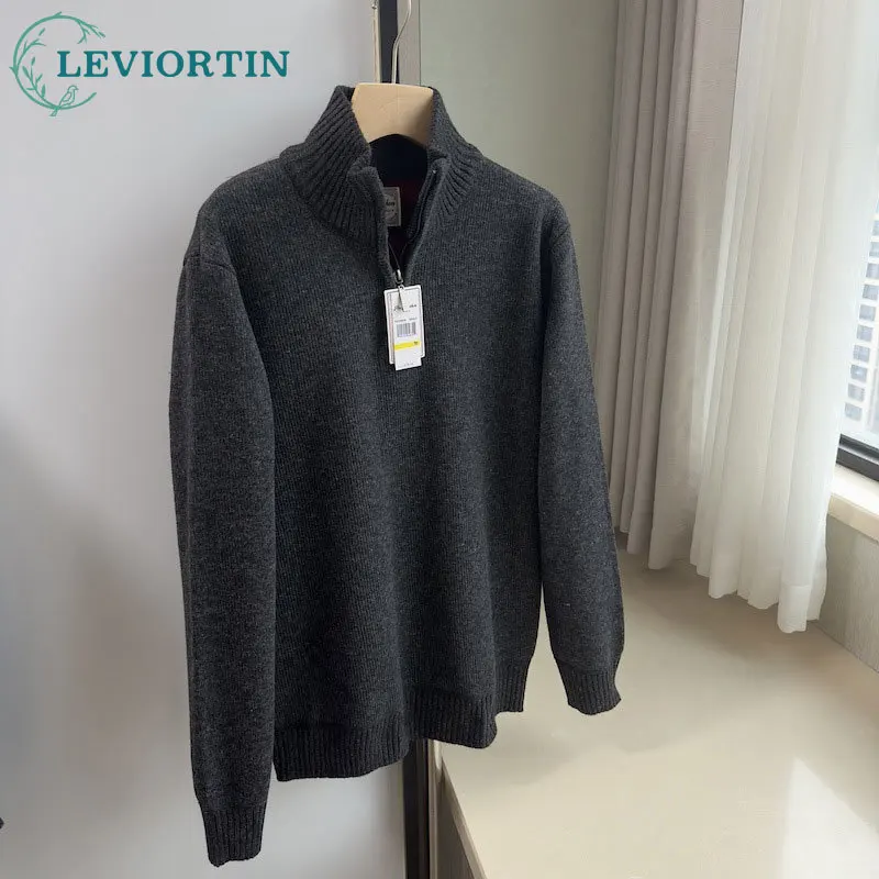 

2025 Autumn and Winter Men's Fashion Versatile Casual Half Zipper Design Plush Thick Elastic Knitted Long Sleeve Sweater