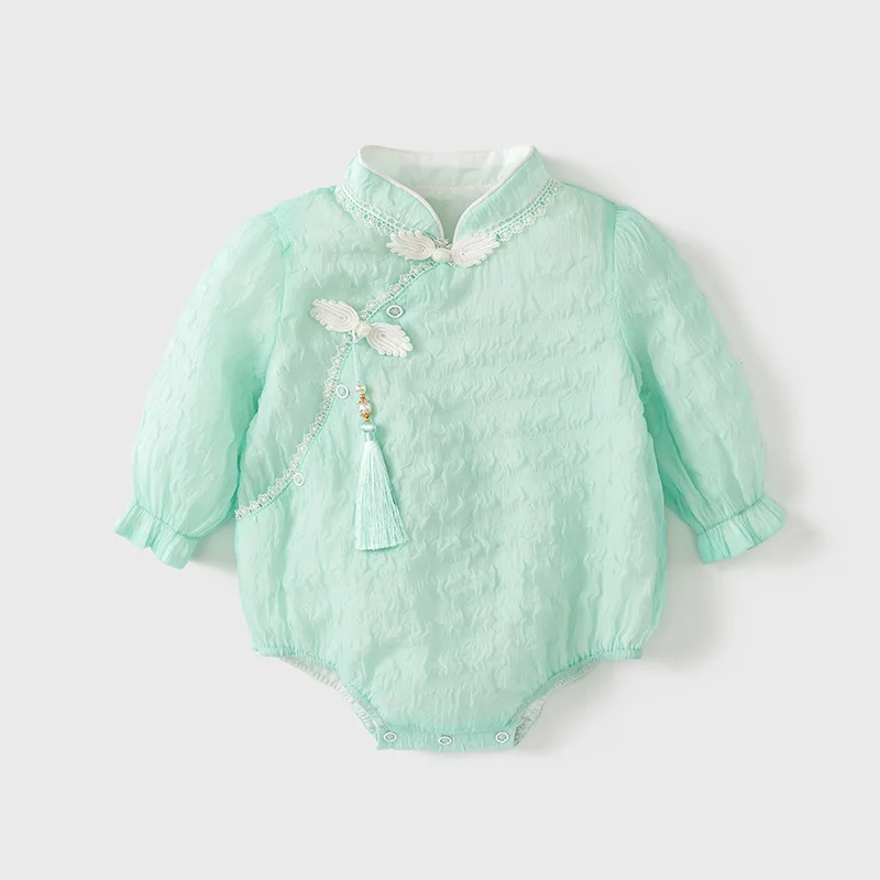 Spring Fall Infant Girl Clothes Chinese Style Cute Long Sleeve Bodysuits & One-Pieces Newborn Stuff Baby Boutique Clothing BC374
