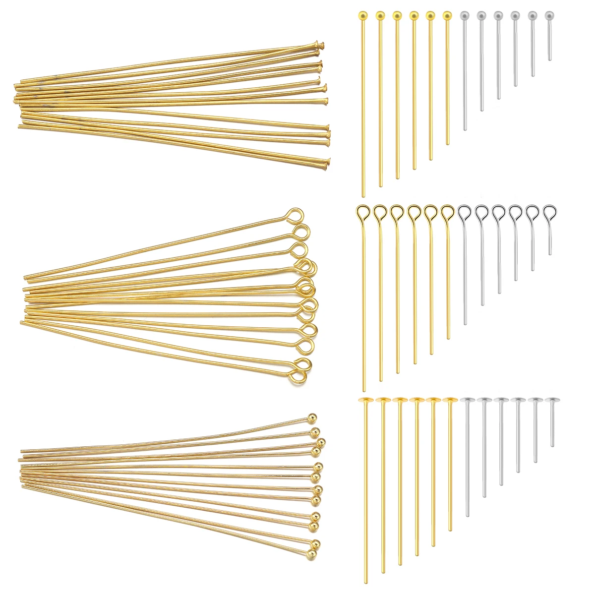 

50/100Pcs Stainless Steel Flat Head Pins Eye Pins Plated Gold Ball Head Pin DIY Earrings Jewelry Making Supplies Accessories
