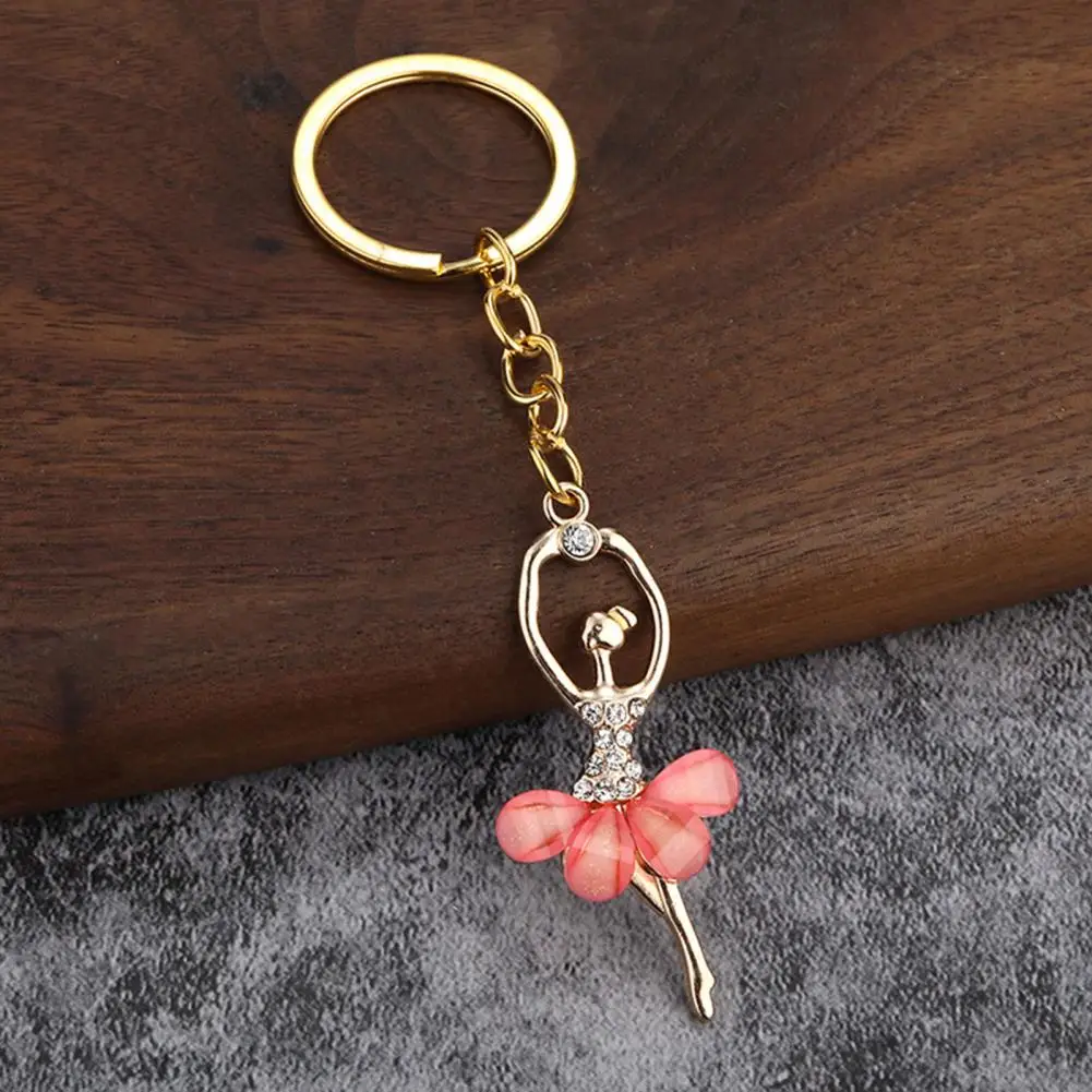 Llavero de metal con colgante de bailarina, juego de 2 llaveros de bailarina, accesorios elegantes con diamantes de imitación para bailarinas