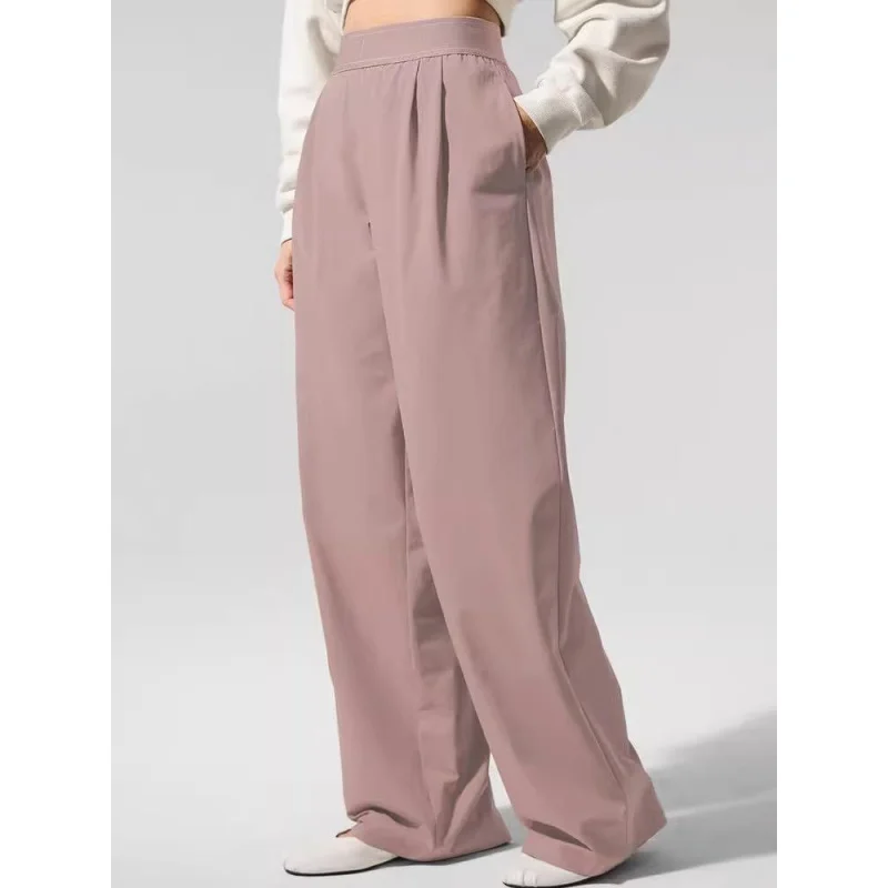 

Women Casual Yoga Pants Quick Dry Straight Leg Lightweight Summer Trousers Reflective Logo Soft Activewear Daily for alo