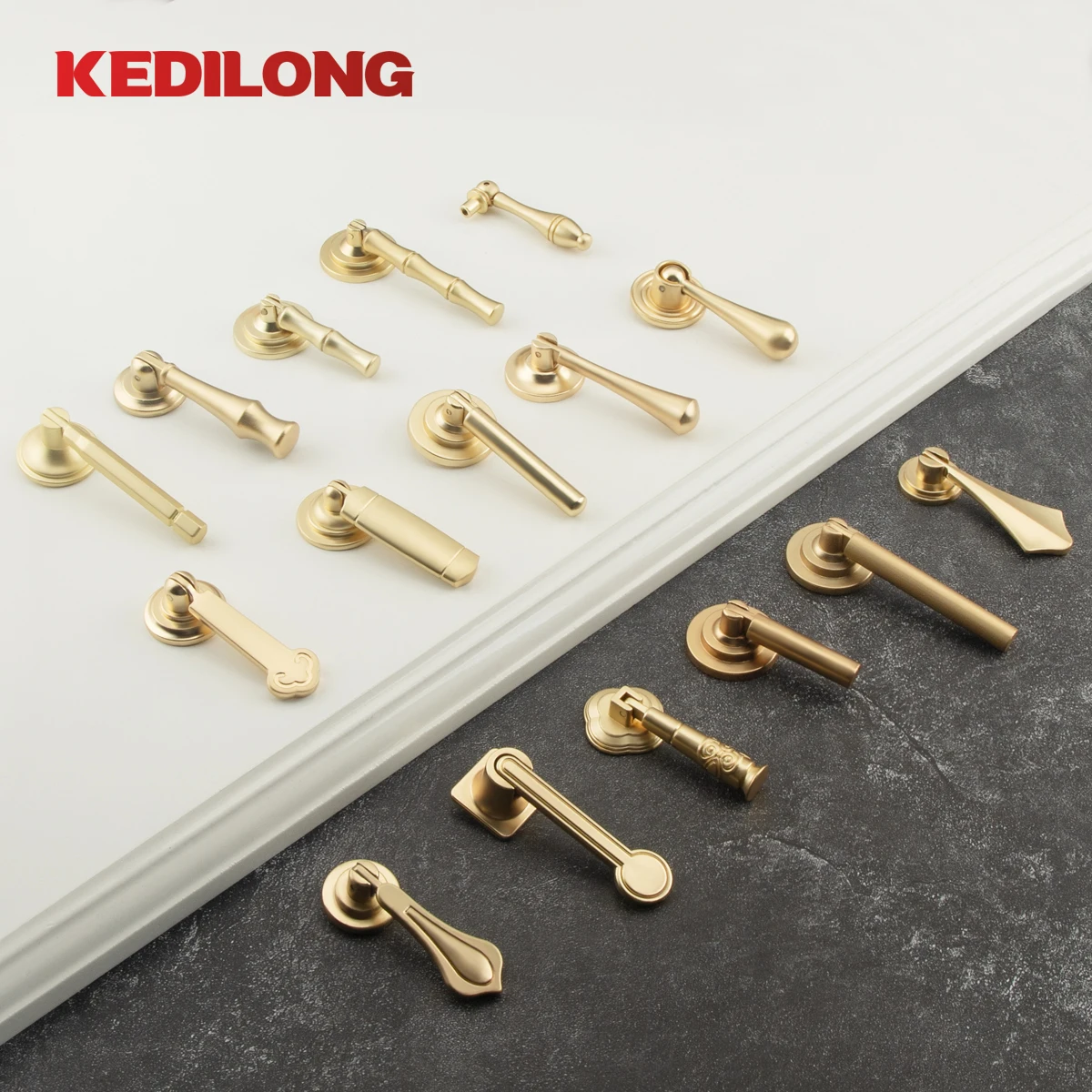 KEDLO Furniture Hardware Modern Light Luxury Single Hole Handle Kitchen Cabinet Gold Pendant Handle Drawer Wardrobe Knob