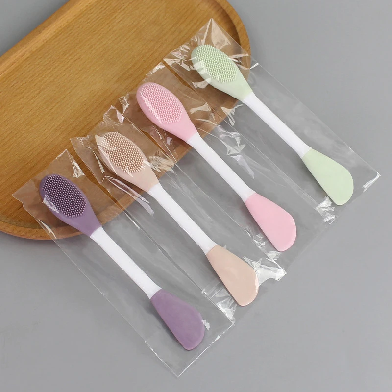 1pc Double-Headed Silicone Facial Mask Brush Lotion Spatula Mud Mask Applicator Soft Head Face Cleansing Brush Skin Care Tool