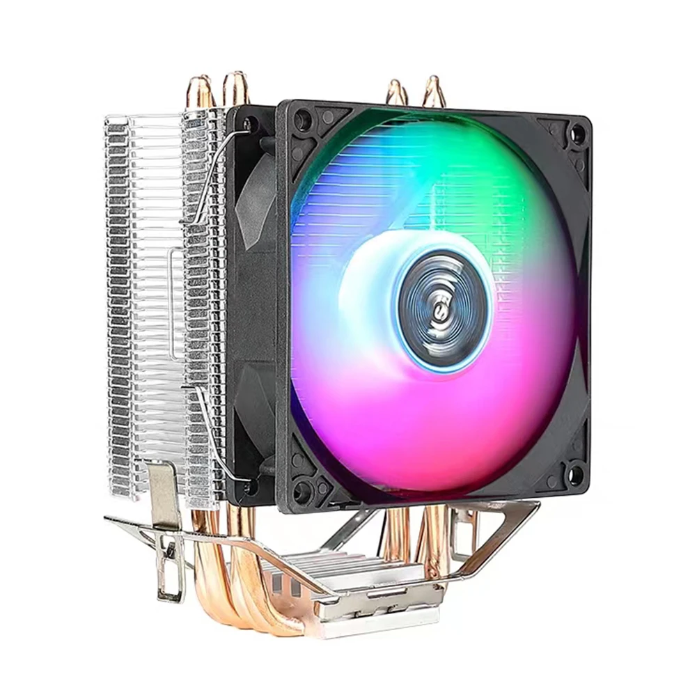 Ventilador rgb com 4 heat pipe, 9cm, com rolamentos hidráulicos, efeito de luz colorido, acessórios de computador, intel, amd