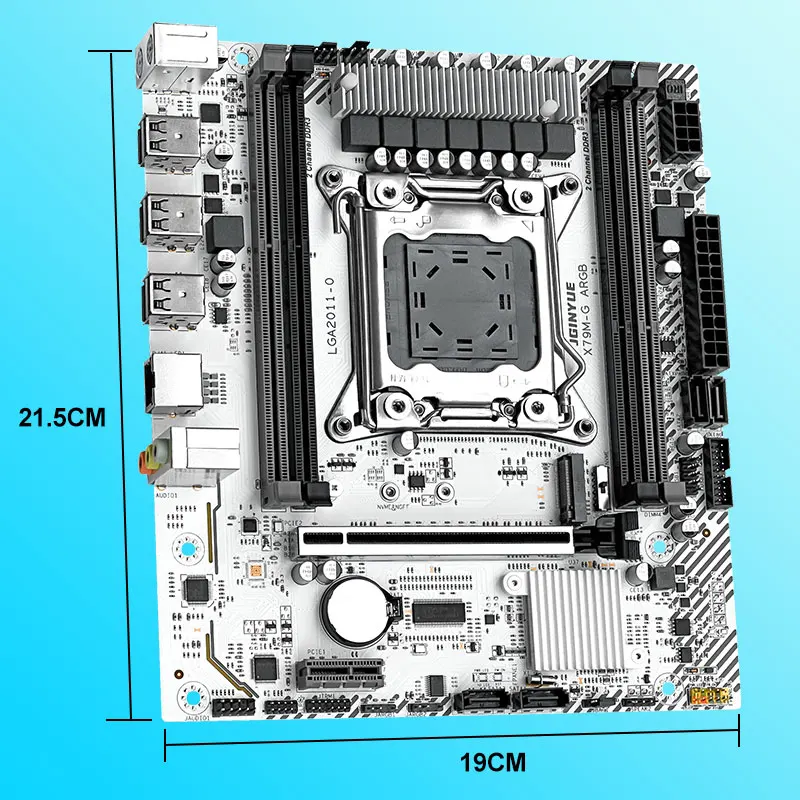 JGINYUE X79 ARGB LGA 2011 M-ATX Mainboard Support Intel Xeon E5 v1 v2 DDR3 Memory 1600MHz 32GB M.2 NVME SATA USB3.0 X79M-PLUS