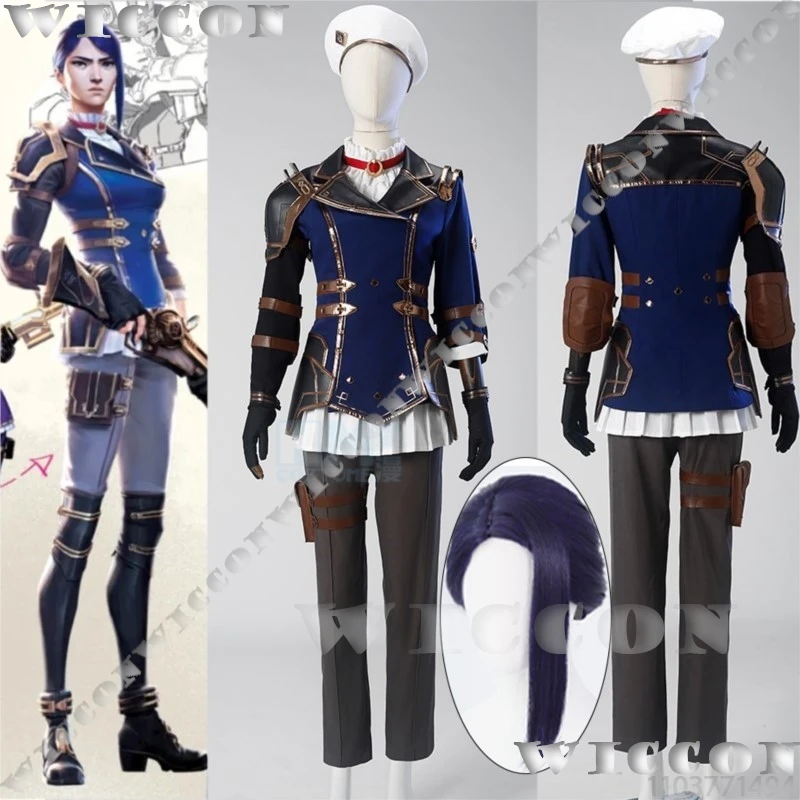 Anime Caitlyn Kiramman Arance Cosplay Costume Prop Wig Full Set Commander Women Holloween Game LOL League of Legends Customized