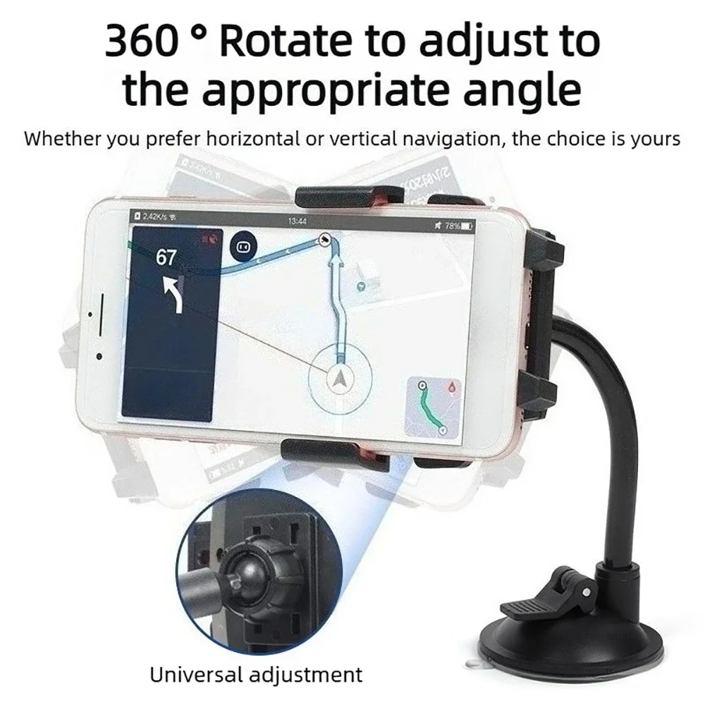 Car Phone Holder Universal Suction Cup Windshield Handlebar Mount Clip Bracket Locking Support for Car Navigation Mobile Phone