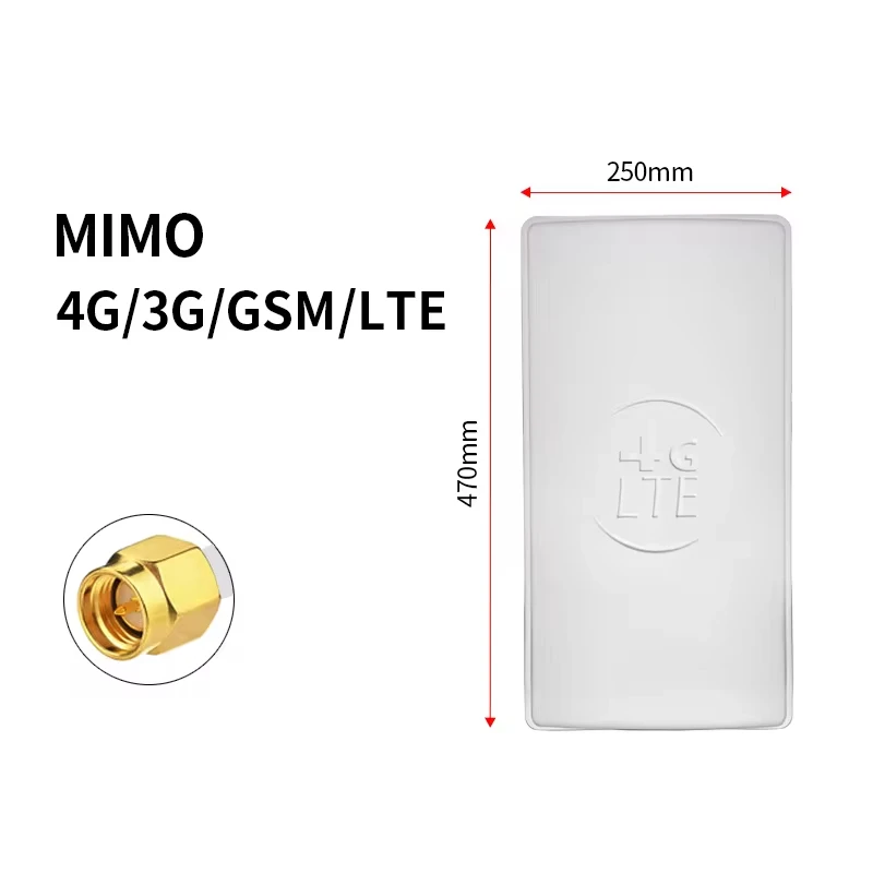 Outdoor impermeável amplificador de sinal Mimo, direcional antena plana, SMA antena masculina, 24dBi, 3G, GSM, GPRS, LTE, Signal Enhancement Amplificação