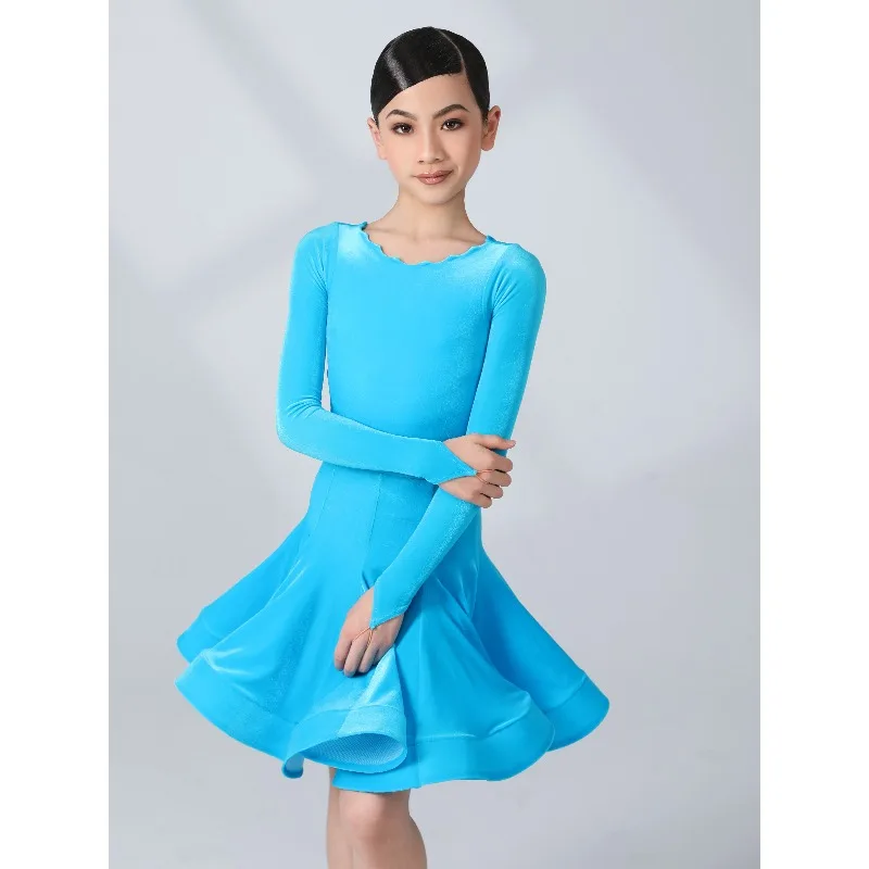 Customized TID Girls' Latin Dance Dress Professional Regulations Competition clothing Children's Standard Performance top skirt