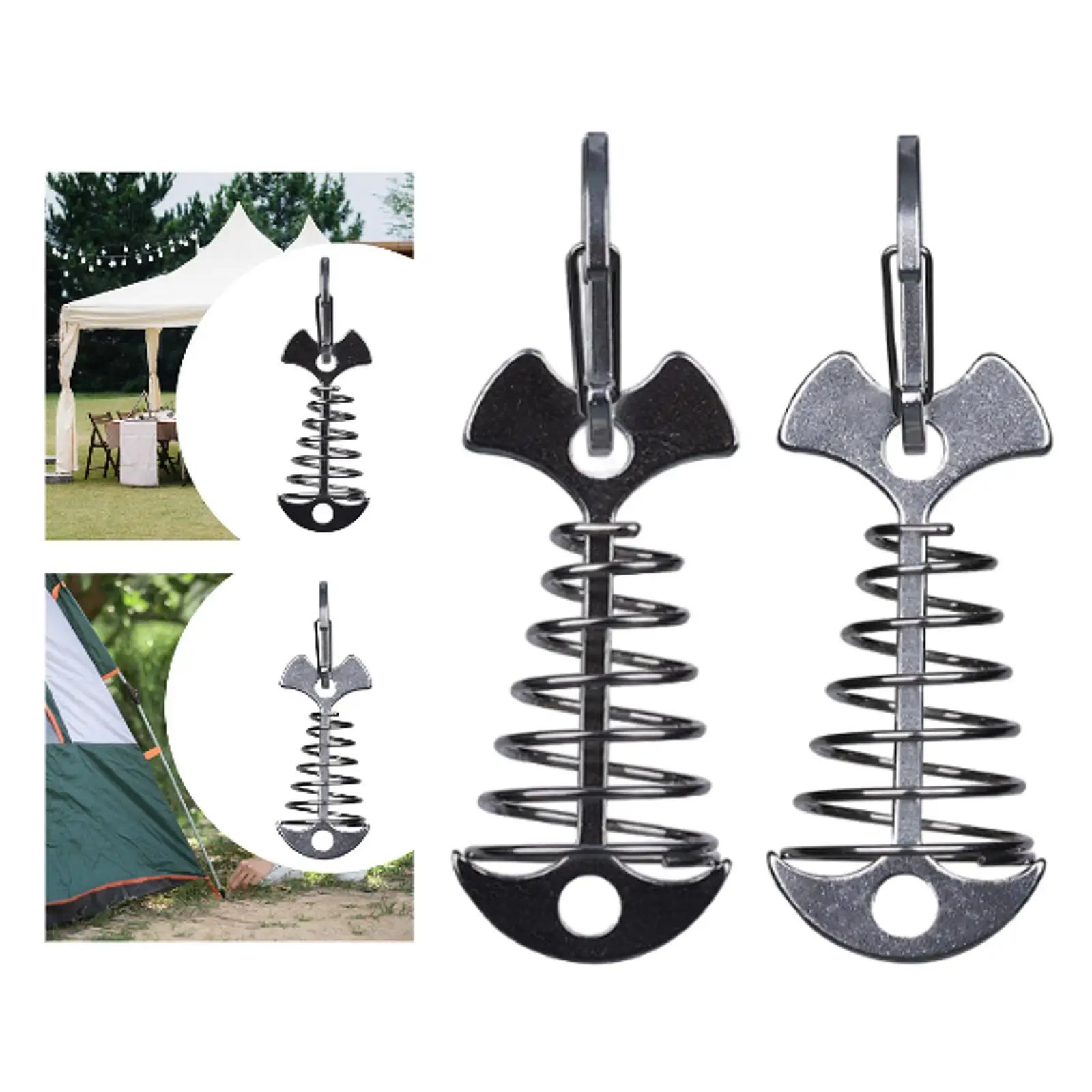 Fishbone Spring Deck Anchor Pegs Awning Spring Hook Hanging Buckle Board Pegs for Travelling Camping Tarpaulins Fishing Outdoor