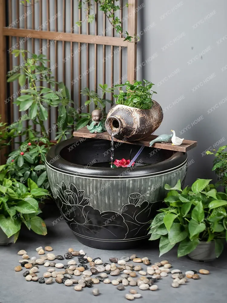 

Ceramic Koi Fish Globe Extra Large Courtyard Door Sea Large Sleeping Lotus Tank Lotus Tank Old-Fashioned Large Water Tank