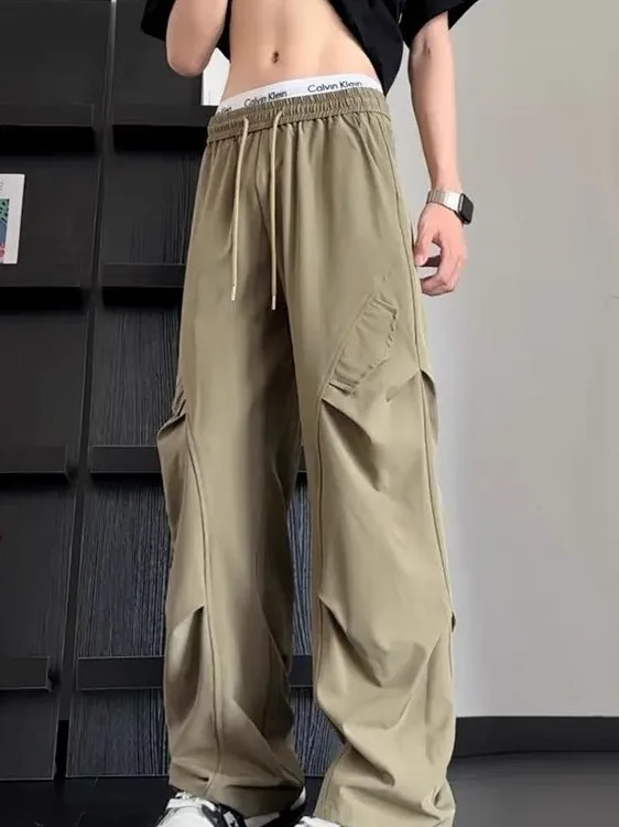 American Sle Pleated Outdoor Work Trousers Men Women Summer Thin Qui Dry Lightweight Casual Loose Cargo Pants