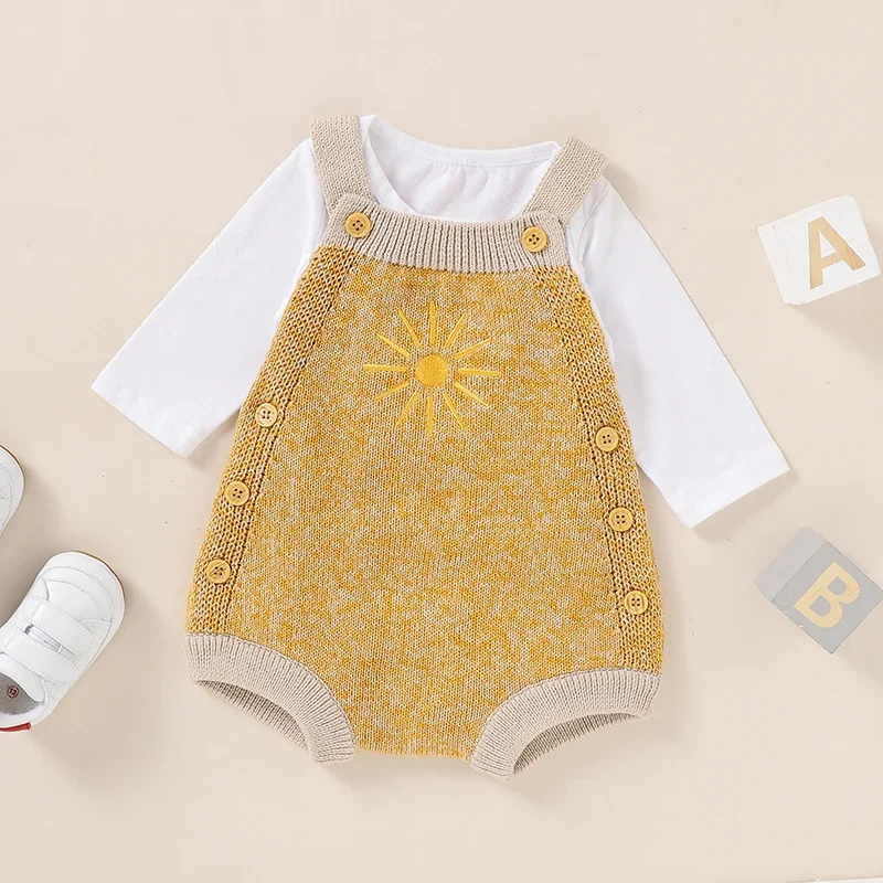 Baby bodysuit katoen gebreid babymeisje jumpsuit mode effen schattige zon kleding pasgeboren overall mouwloos 0-18M romper zomer