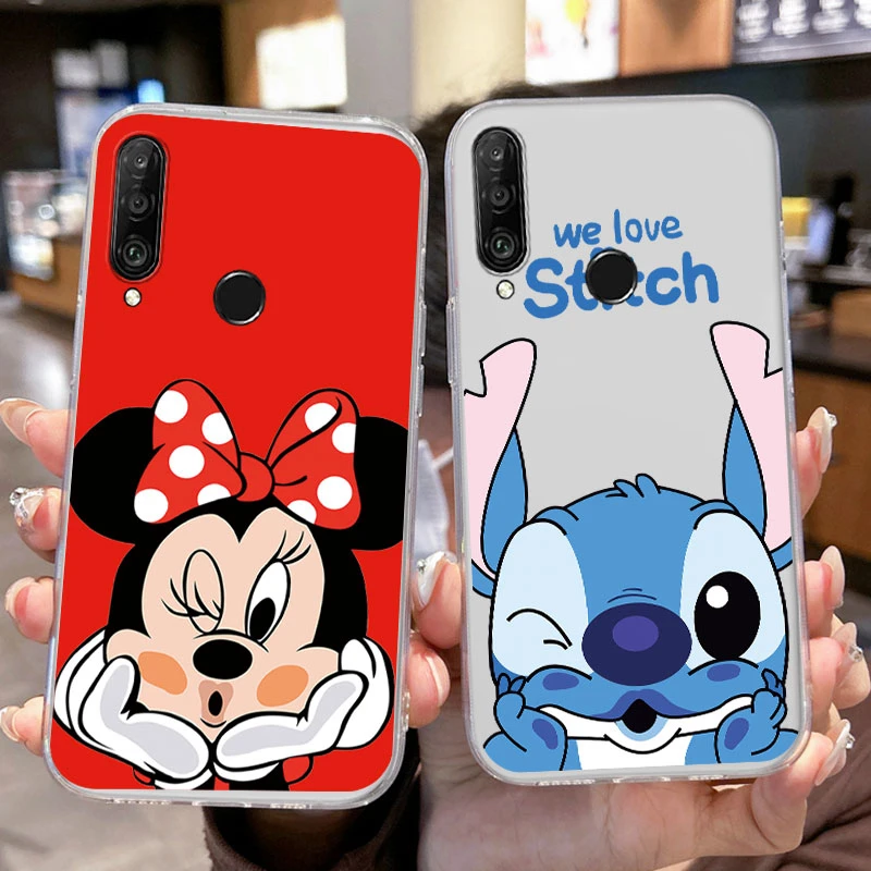 لهواوي P30 P20 لايت برو Y6 Y7 Y9 P الذكية 2019 الشرف 9X جراب هاتف زوجين ميكي ميني ماوس غرزة غطاء شفاف واضح