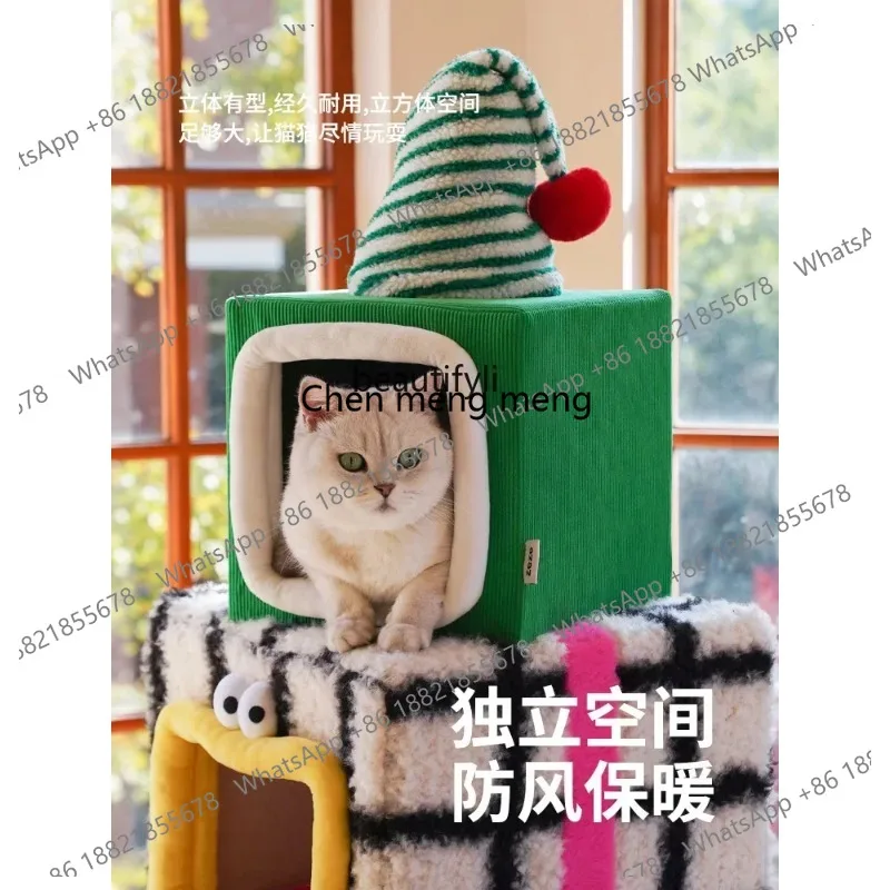 LHX26 ss 26 Pile Style Cat Climbing Frame Cat Nest Scratching Post Integrated Not Covering Jumping Platform Winter Warm Gift Cat