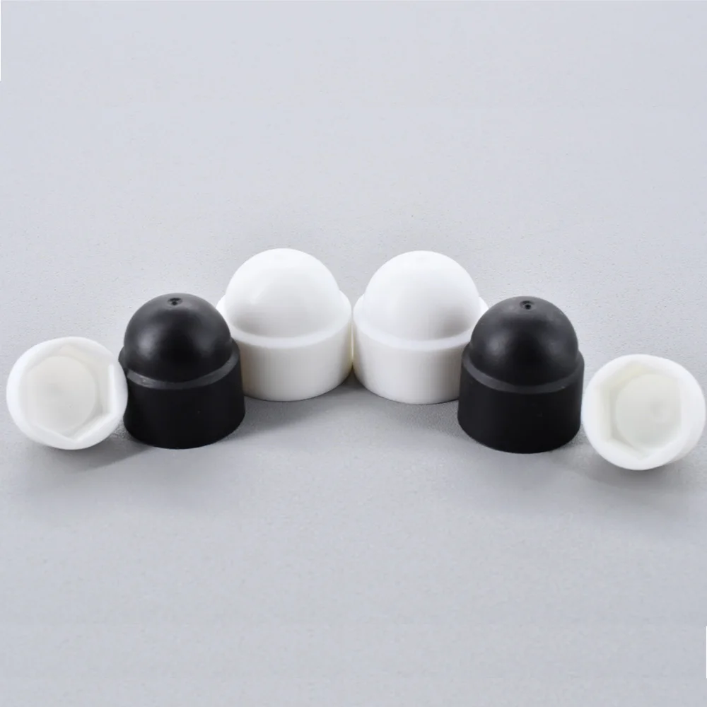 M4-M24 Socket Hex Caps Nuts PE Plastic Hexagon Protection Caps Cover Nuts White Black for Protect Car Wheel Exterior Decoration