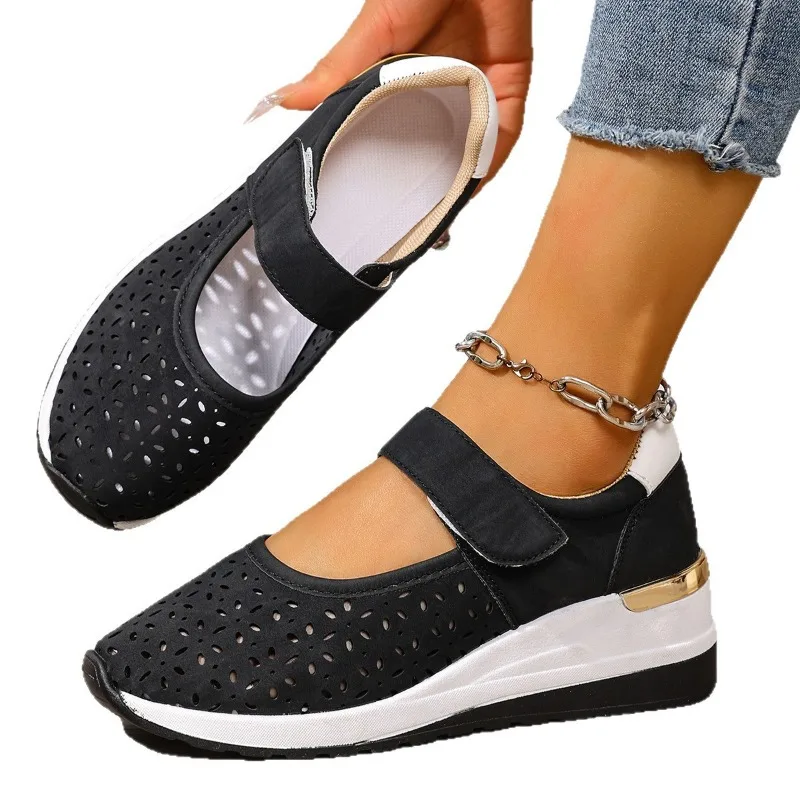 

Plus Size 44 Women's Wedge Heel Casual Shoes Summer New Fashion Lightweight Hollow Round Toe Sneakers for Women Zapatos De Mujer