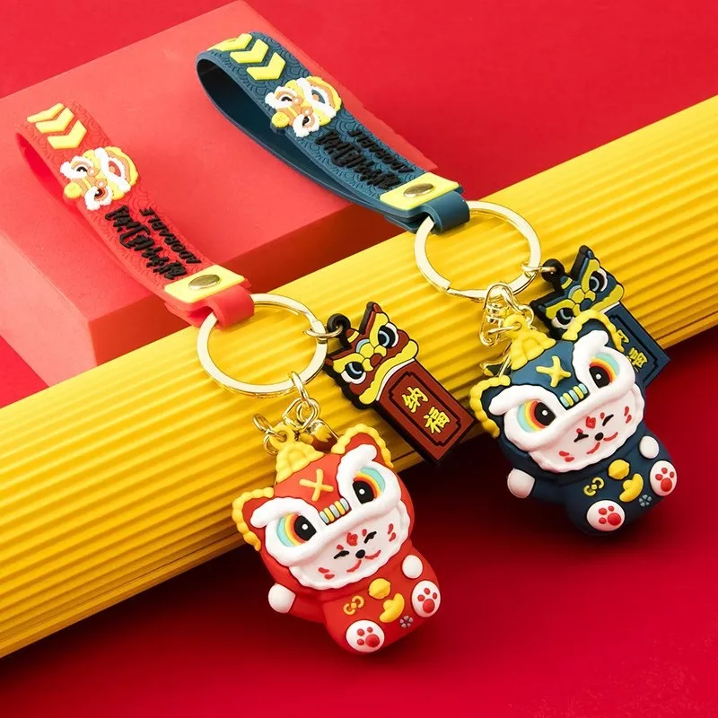 Creative Lucky Cat Keychains Totoro Lion Charm  key chain Pendant Cartoon Acrylic keyring bag Lanyard Ornaments key Ring Jewelry