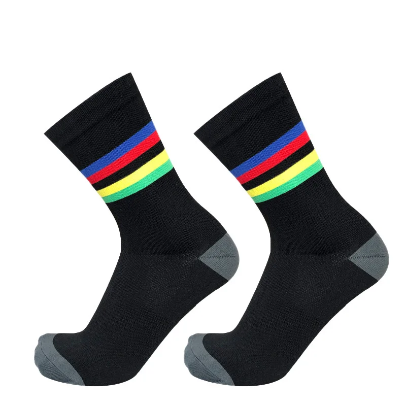 professionele gestreepte fietssokken Nieuwe sportsokken race ademende outdoor fietssokken heren dames calcetines ciclismo hombre