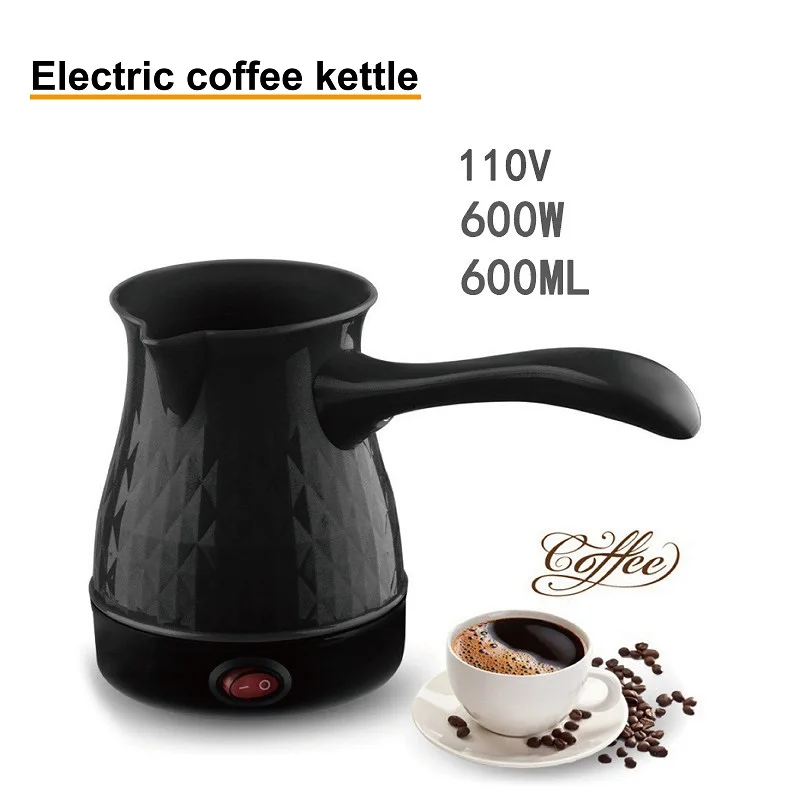110V Turkish Coffee Pot Electric Kettle Greek Arabic Coffee Maker Portable 600ml Stainless Steel Electric Tea Coffee Maker Kette