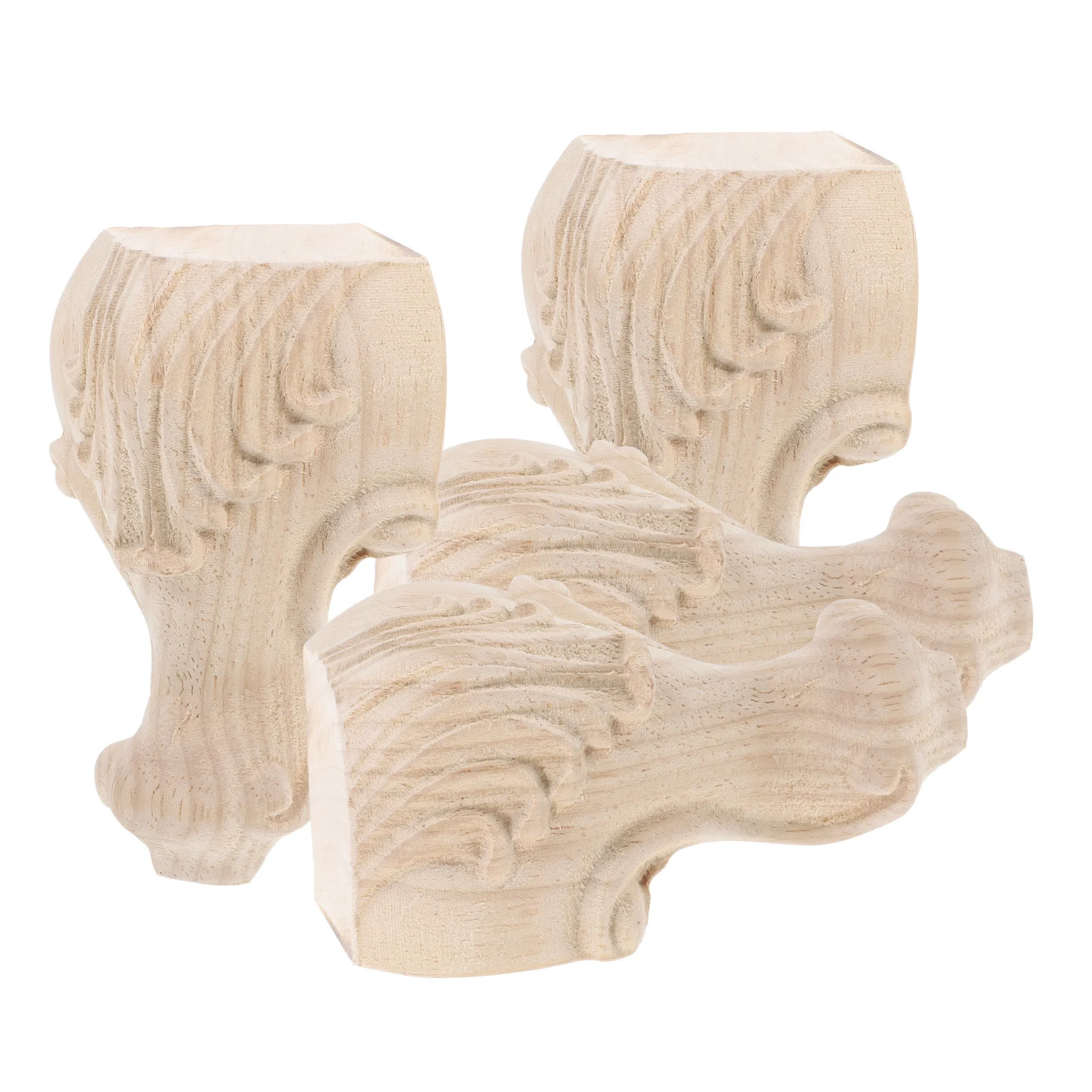 

4pcs Solid Wood Table Unfinished Furniture Feet For Sofa Cabinet Coffee Table Replacement Bun Feet European Style Wooden Legs