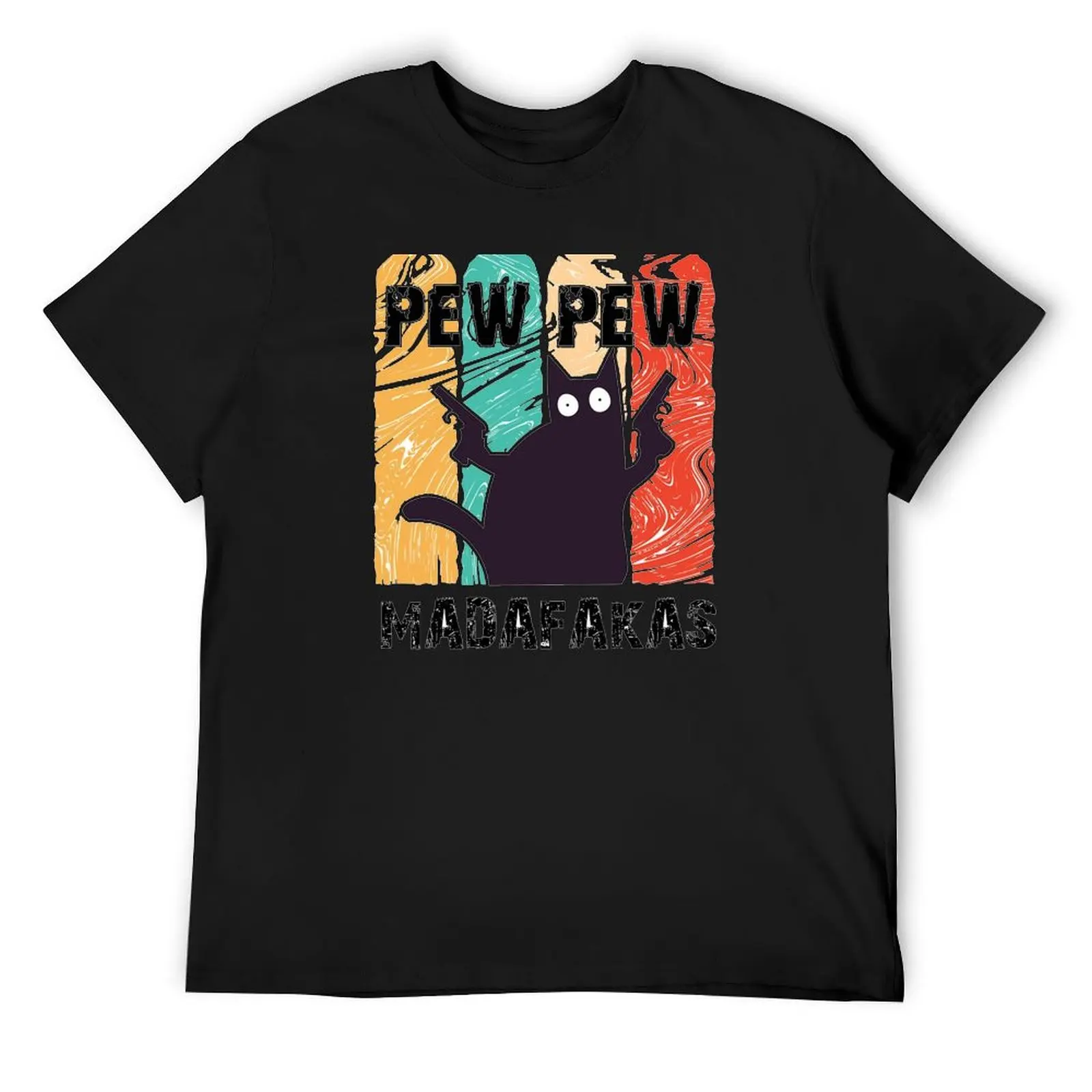 Винтажная футболка Cat Pew pew Einfakas Slim Fit, топы с аниме, компрессионная рубашка для мужчин