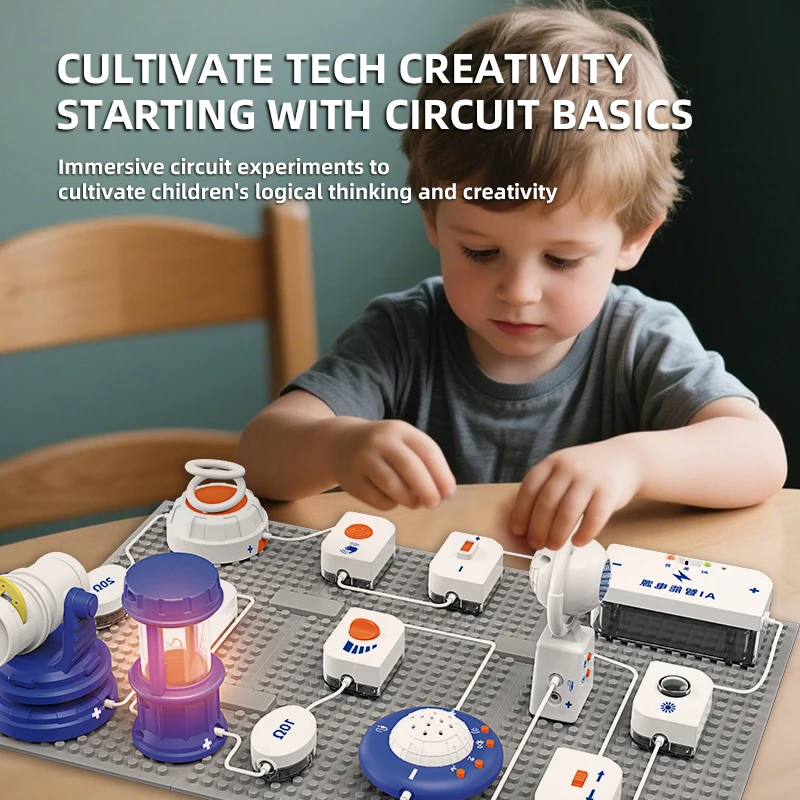 مجموعة تجارب علمية للأطفال، مكعبات بناء إلكترونية، مجموعة دائرة الفيزياء، لعبة تعليمية هدية للتعلم #3