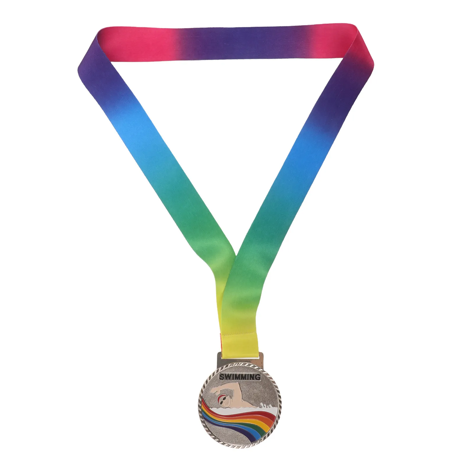 medalha-leve-para-competicao-de-natacao-com-fita-de-nylon-macia-bordas-arredondadas-e-acabamento-prateado-fosco-para-esportes-escolares