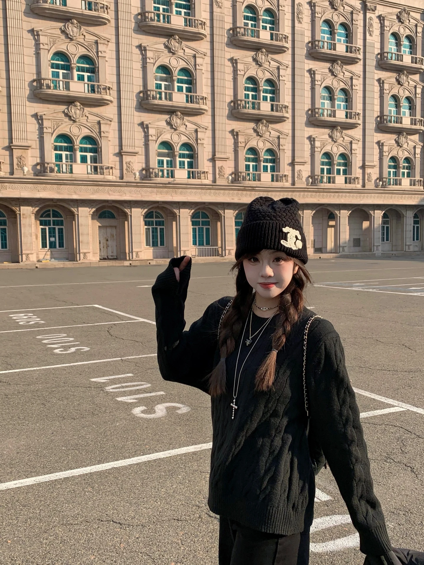 

Свободный повседневный женский трикотаж с длинным рукавом и круглым вырезом, мягкий, удобный, черный, осенний, с узором косы, свободного кроя