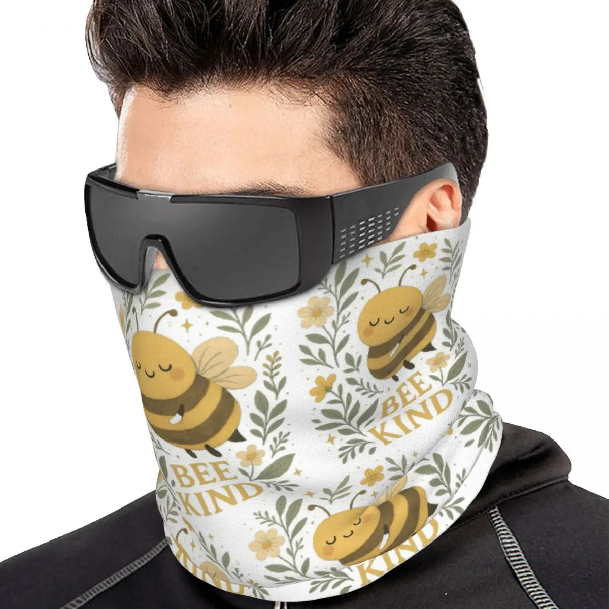 Bee Kind Cute Bumblebee With Gentle Kindness Quote Multifunctional Elastic Neck Gaiter Dust Proof Face Cover Bandana Unisex
