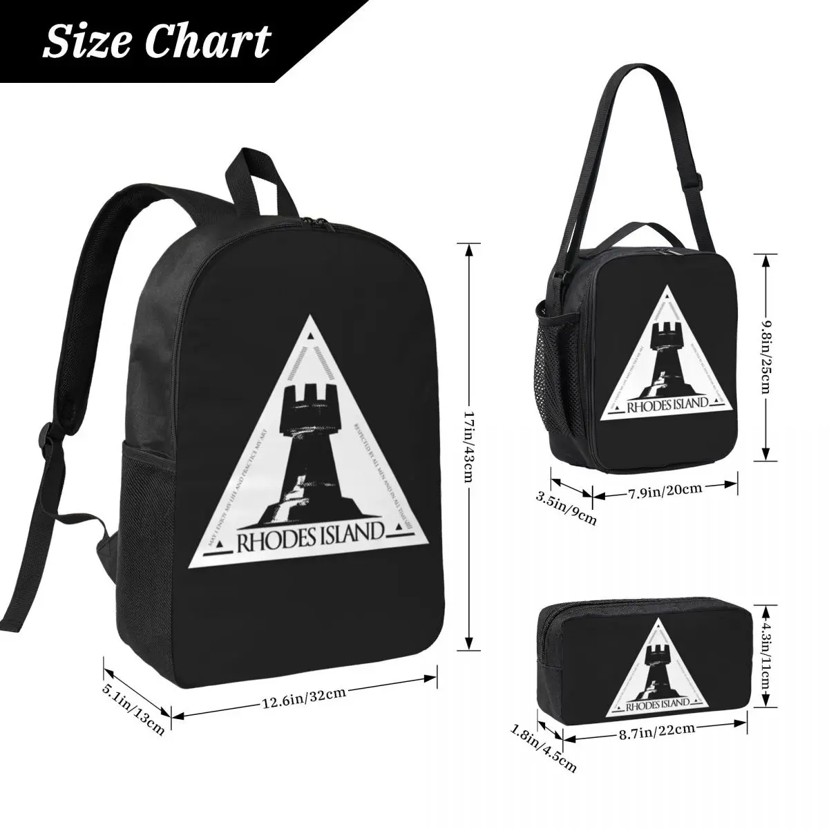 Arknights Rhodes Island Emblem Backpack Boys Girls BookBag School Bag Laptop Shoulder Bags 3ps Insulated Lunch Bag Pencil Case