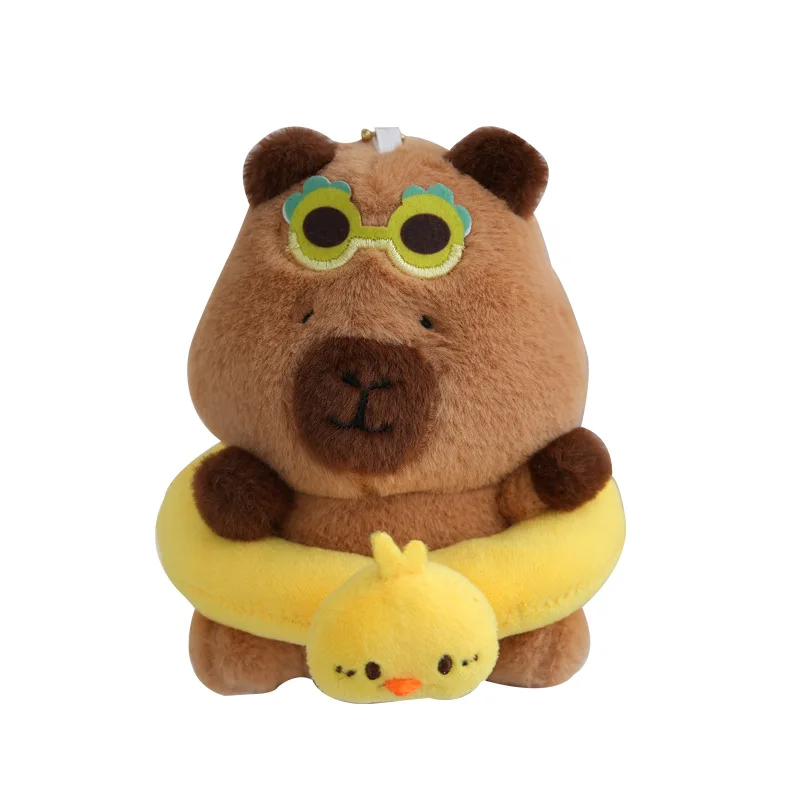 13cm praia grama saia capibara brinquedos de pelúcia chaveiro havaí surf capibara carro chaveiro de volta à escola anime presente de natal