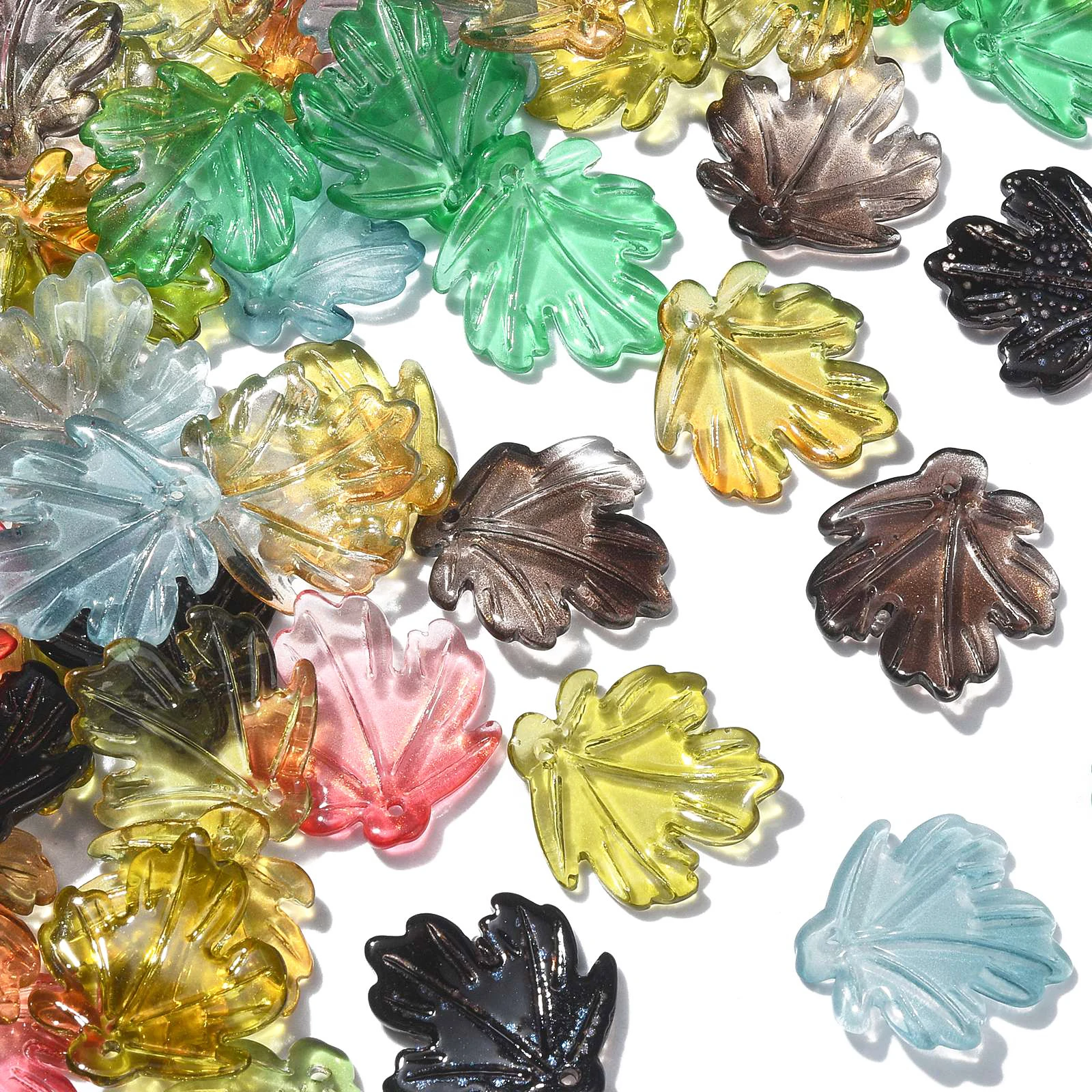 

Pandahall 100Pcs Random Lampwork Gradient Maple Leaf Charms Autumn Fall Leaf Charms for DIY Craft Making