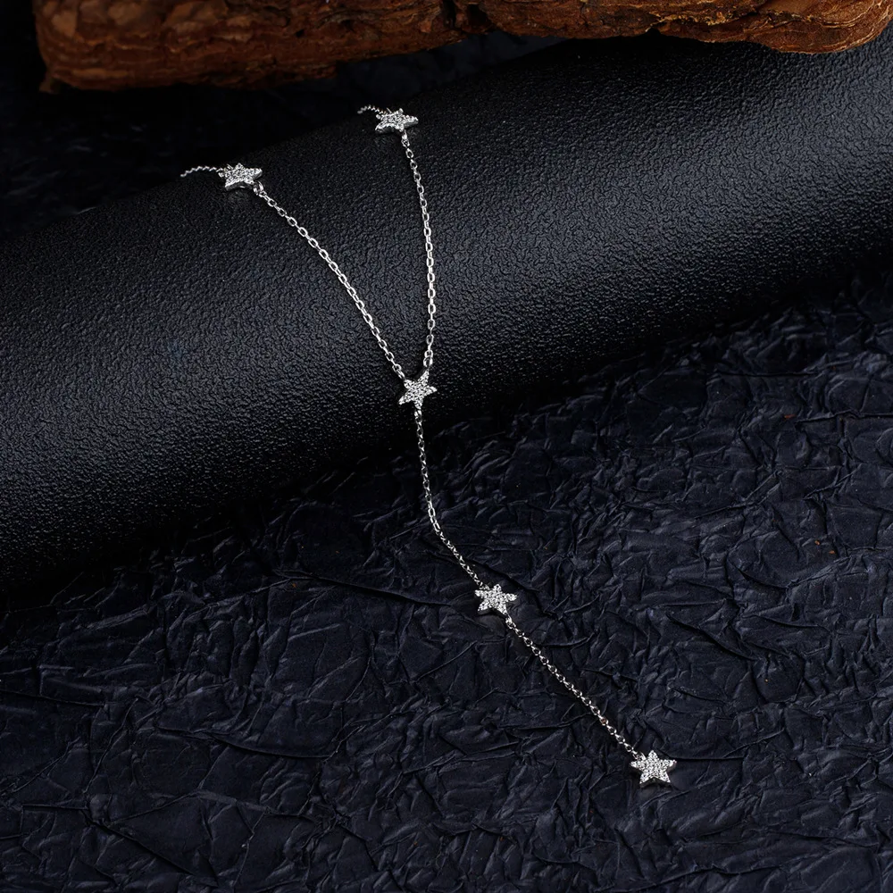 Zhenchengda 2024 New Star Tassel Long Necklace Women's S925 Pure Silver Accessories