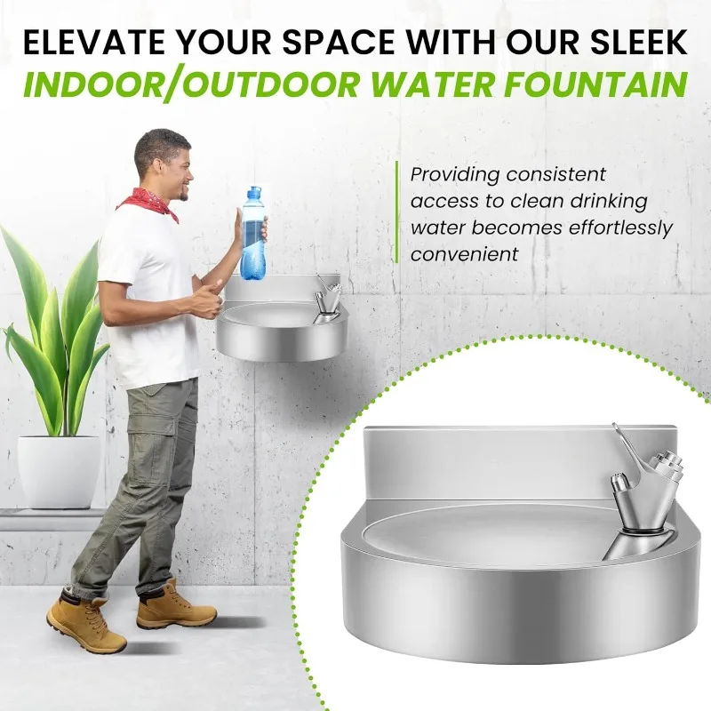 home.Wall Mounted Drinking Fountain, Commercial Water Fountain Water Fountain for School, Courts & More (Stainless Steel)