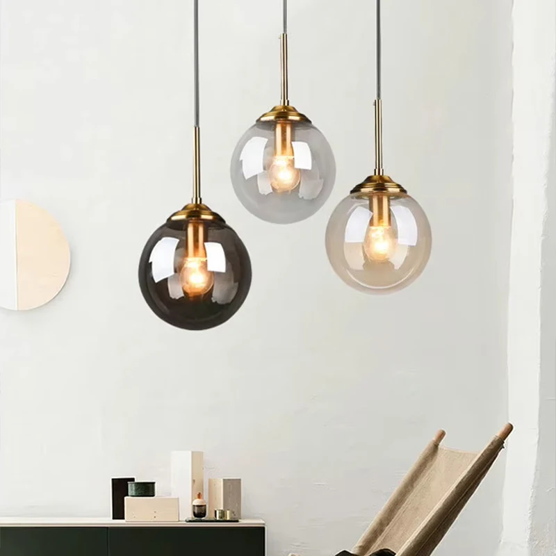 Nordic Led Restaurant Pendant Lights Modern Minimalist Creative Coffee Shop Bar Glass Chandelier Home Indoor Decor Lighting Lamp
