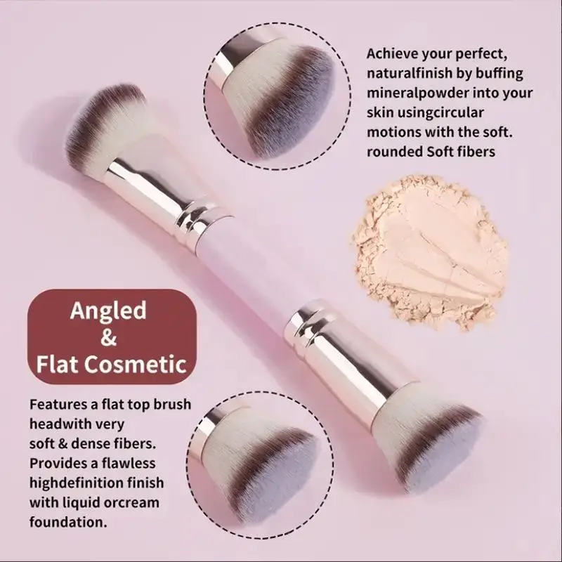 4Pcs Dual Ended Makeup Brush Set Easy to Clean Soft Bristle Blush Foundation Concealer Powder Cosmetic Brushes
