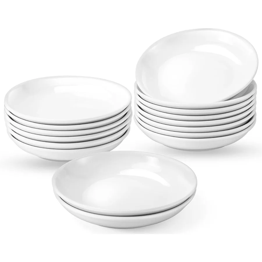 

16 Pcs Ceramic Appetizer Plates 6 Inch White Dessert Plates for Small Portions Ideal for Serving Appetizers Salad Cake Bread Ic