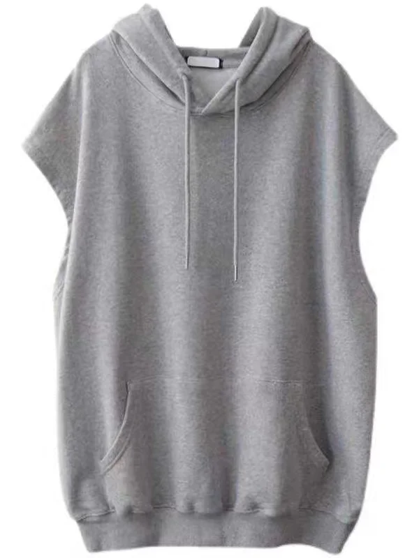 Wiosenno-jesienna luźna bluza z kapturem o prostym kroju, średniej długości, damska, codzienna, wygodna, poliestrowa kamizelka, modna.