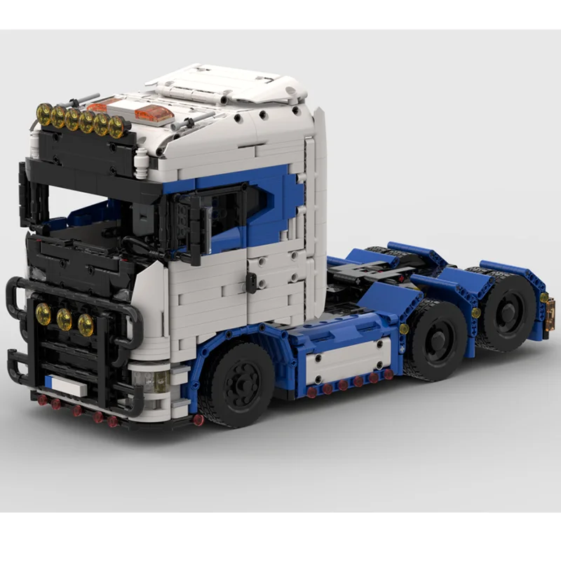 

New model 1:16 truck head MOC-770S heavy engineering container DIY building blocks assembly model flatbed trailer truck head gif