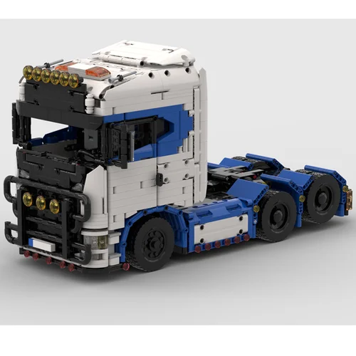 새 모델 1:16 트럭 헤드 MOC-770S 중공업 컨테이너 DIY 빌딩 블록 조립 모델 평판 트레일러 트럭 헤드 gif